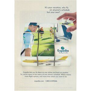 2010 Expedia Travel Full Page Print Ad Man Golfing u